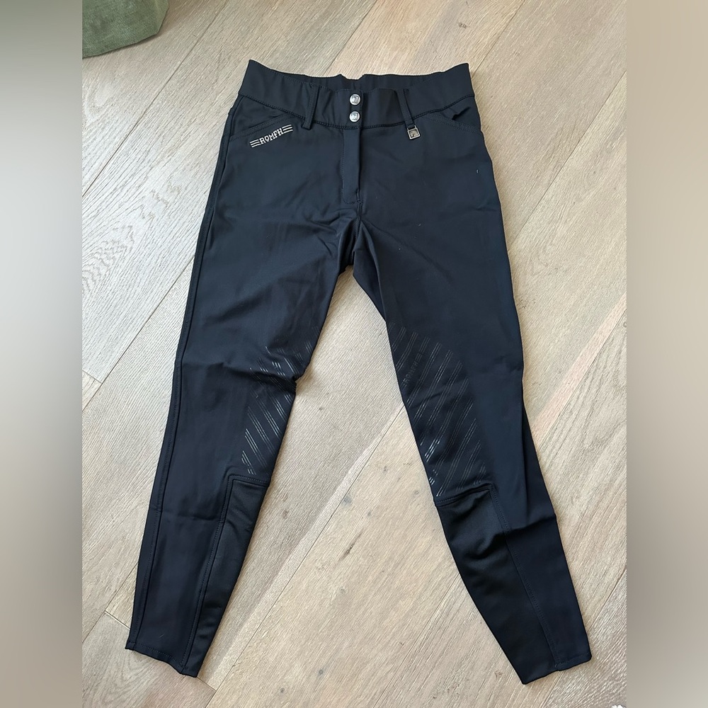Romfh Black Riding Breeches Sarafina Euro Grip Silicone Knee Patch size 26R